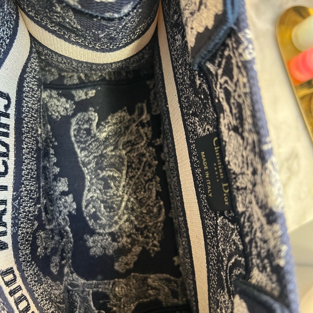 CHRISTIAN DIOR Canvas Embroidered Small Book Tote Blue - Picture 10 of 13